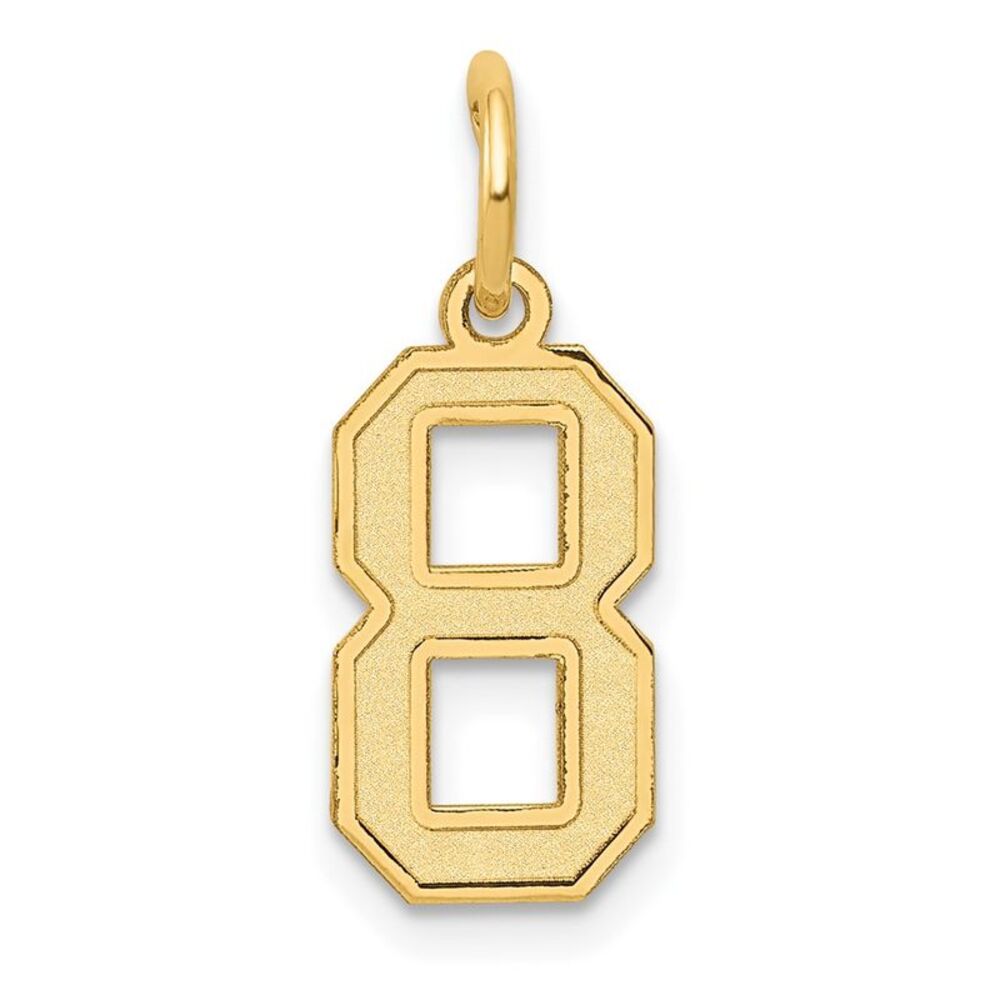 14k Yellow Gold, Jersey Collection, Small Number 8 Pendant